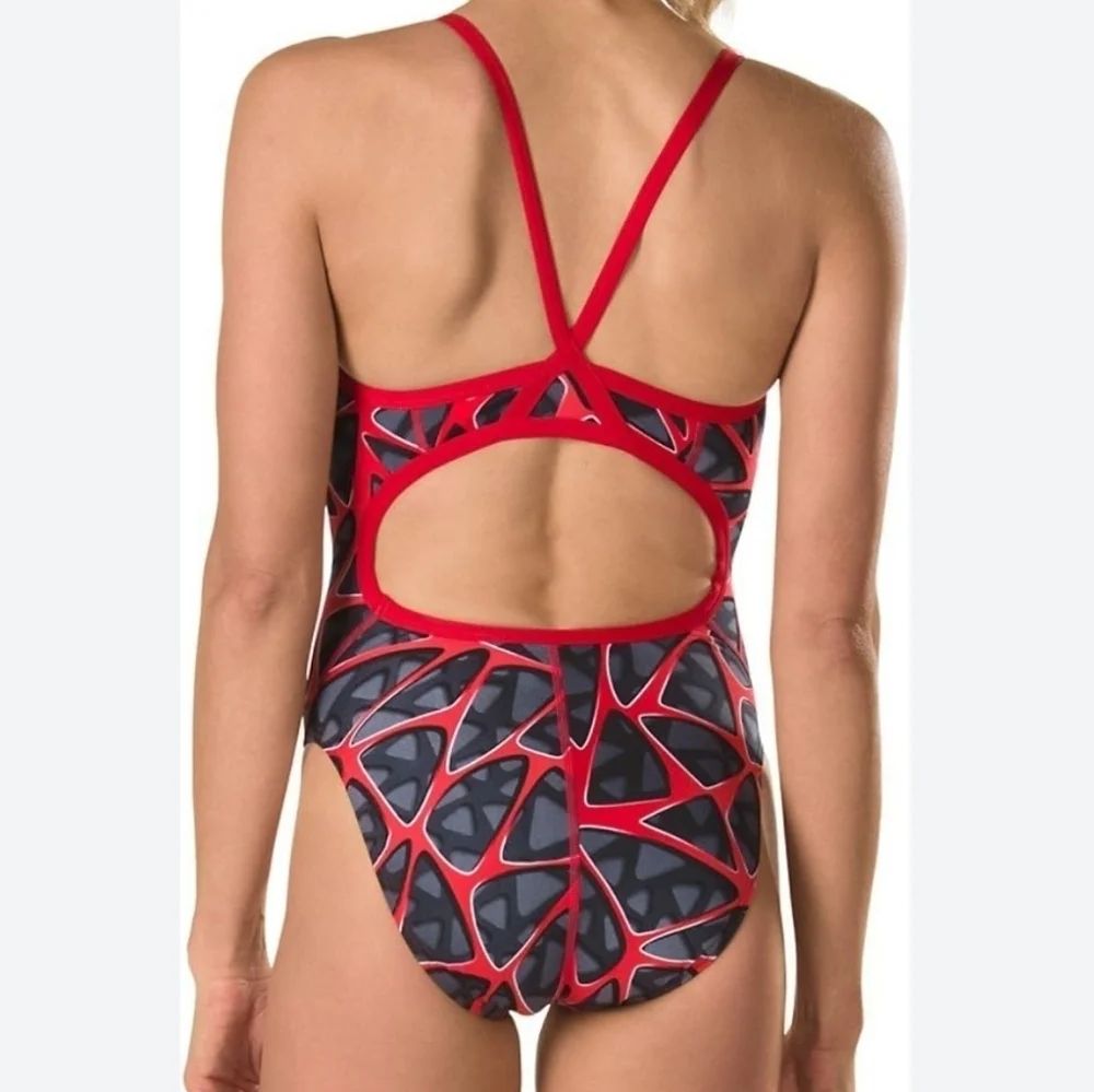 Speedo Endurance Red Black Racerback Competition swimsuit size 12/38